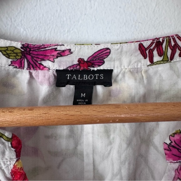 Talbots floral outdoors print blouse top 100% cotton Size Large - Picture 4 of 6